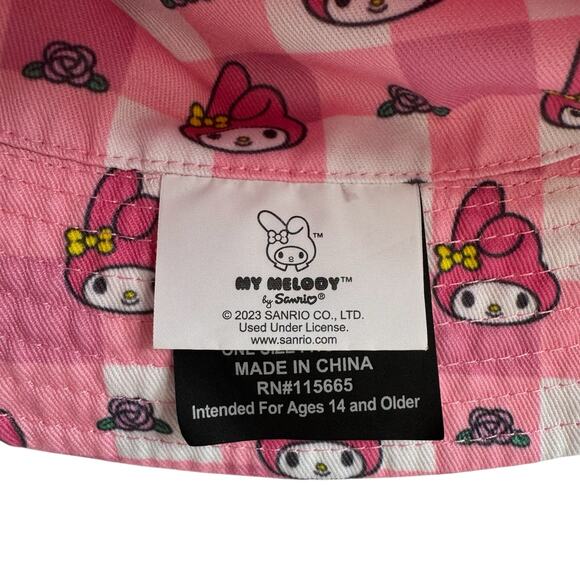 SANRIO My Melody Pink Reversible Bucket Hat Embroidered One Size Adult Cotton - Picture 8 of 9